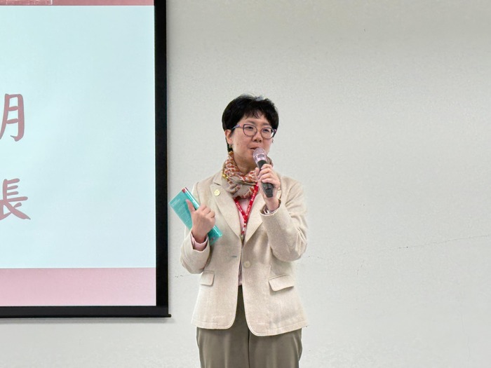 財團法人中山醫學大學董事長周英香於會中致詞，並期待體系邁向眾人首選之目標。圖片