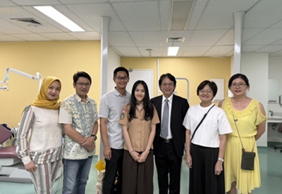 Ratu (fourth from left), a 15-year-old Indonesian girl, previously traveled to Taiwan for multiple dental surgeries. The medical team conducted follow-up care during this visit.
