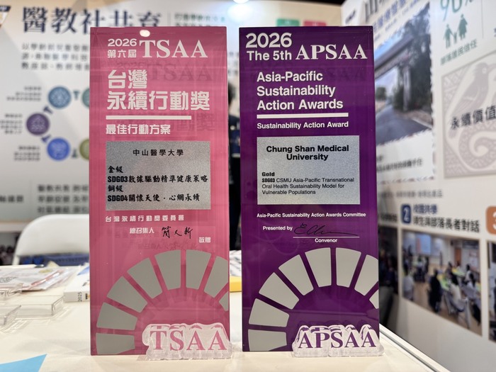 中山醫大抱回兩金一銅佳績，展現跨領域永續實踐成果，奠定持續推動永續發展的堅實基礎。圖片